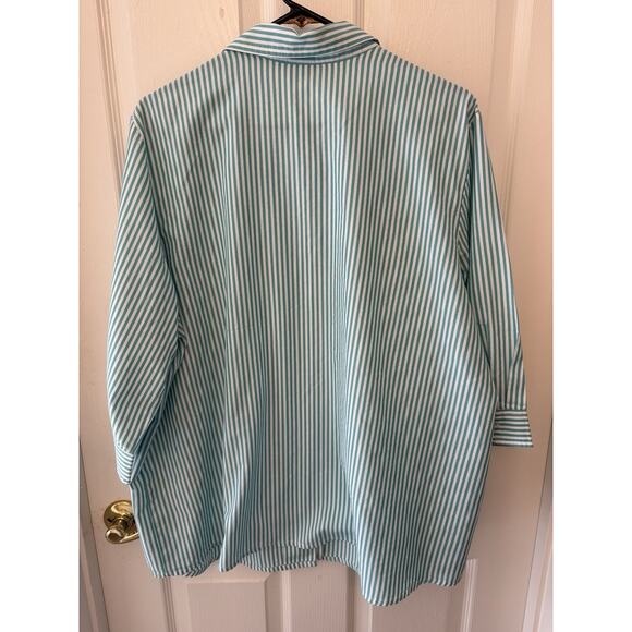 Blair Women Blue Blouse Top Sz XL Cotton Buttons Pullover Long Roll Up Sleeve - Picture 12 of 12